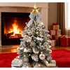 22in Rose Gold Mini Christmas Tree with Lights, Flocked Snow Tabletop Xmas Tree, Artificial Small Holiday Decoration for Home or Office - 2 of 4