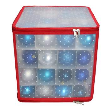 Northlight 12.5" Transparent Zip Up Christmas Storage Box - Holds 64 Ornaments