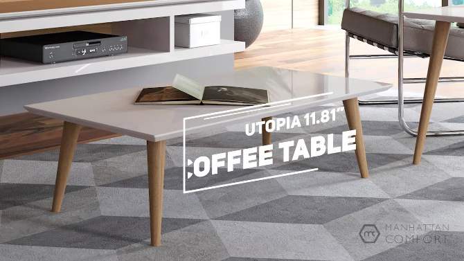 11.81" Utopia High Rectangle Coffee Table with Splayed Legs - Manhattan Comfort, 2 of 8, play video