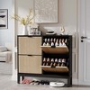 Shoe Storage Cabinet with 4 Flip Drawers, Farmhouse Fluted Shoe Organizer with Metal Legs, Freestanding Hidden Slim Narrow Shoe Rack - 3 of 4