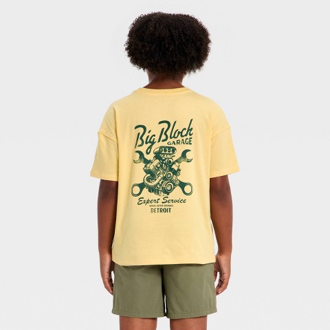 Детские Cat & Jack Boys' Short Sleeve Oversized Garage Graphic T-Shirt - Cat & Jack™ Light Gold S