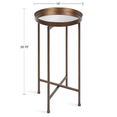 Celia Bronze Metal Foldable Tray Accent Table with Mirror Top