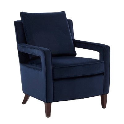 CAVINAS Velvet Accent Chair with Open Arm Design and Solid Wood Legs,Modern Upholstered Living Room Chairs,Reading Chairs for Living Room