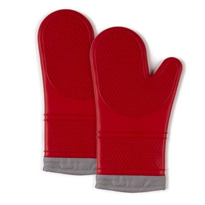 2pk Silicone Oven Mitts Red - Town & Country Living