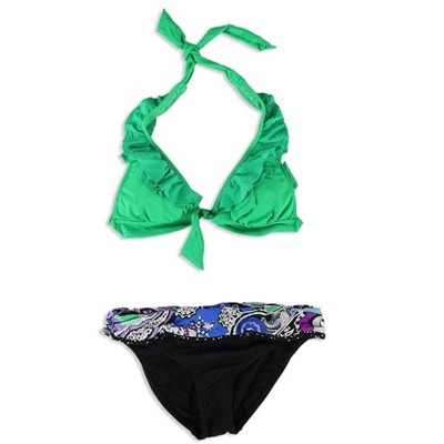 Kenneth Cole Womens Banded Paisley 2 Piece Bikini
