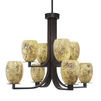 Toltec Lighting Apollo 8 - Light Chandelier in  Dark Granite with 5" Gold Fusion Shade