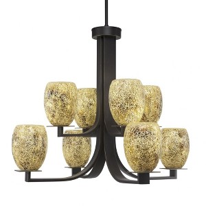 Toltec Lighting Apollo 8 - Light Chandelier in  Dark Granite with 5" Gold Fusion Shade - 1 of 1