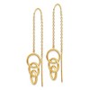 Black Bow Jewelry 10 x 50mm (1 7/8 Inch) 14k Yellow Gold Triple Circle Threader Earrings - 2 of 4