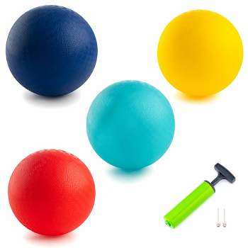 New Bounce Premium Playground 8.5'' Balls (Set of 4) Plus 2 Pins & Pump for Kids