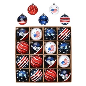 16-pc Independence Day Bauble Ornaments, Patriotic Tree Decor| OrnamentallyYou - 1 of 4