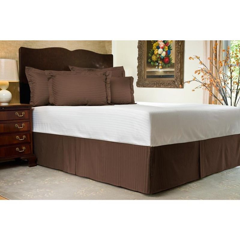 SHOPBEDDING Tailored Pleated Striped Dust Ruffle with Platform and Split Corner, 2 of 3