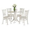 HomeStock  5 Piece Kitchen Table & Chairs Set Includes a Round Dining Room Table with Dropleaf and 4 Dining Chairs, 42x42 Inch, Linen White - 2 of 4