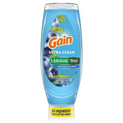 Gain Ultra + Bleach Alternative EZ-Squeeze Dish Soap, Dishwashing Liquid, Honey Berry Hula, 24.3 Fl Oz