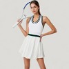 Anna-Kaci Active Women's Sleeveless Tennis Dress with Zip Front Contrast Trim Neckline and Pleated Skirt - 3 of 4