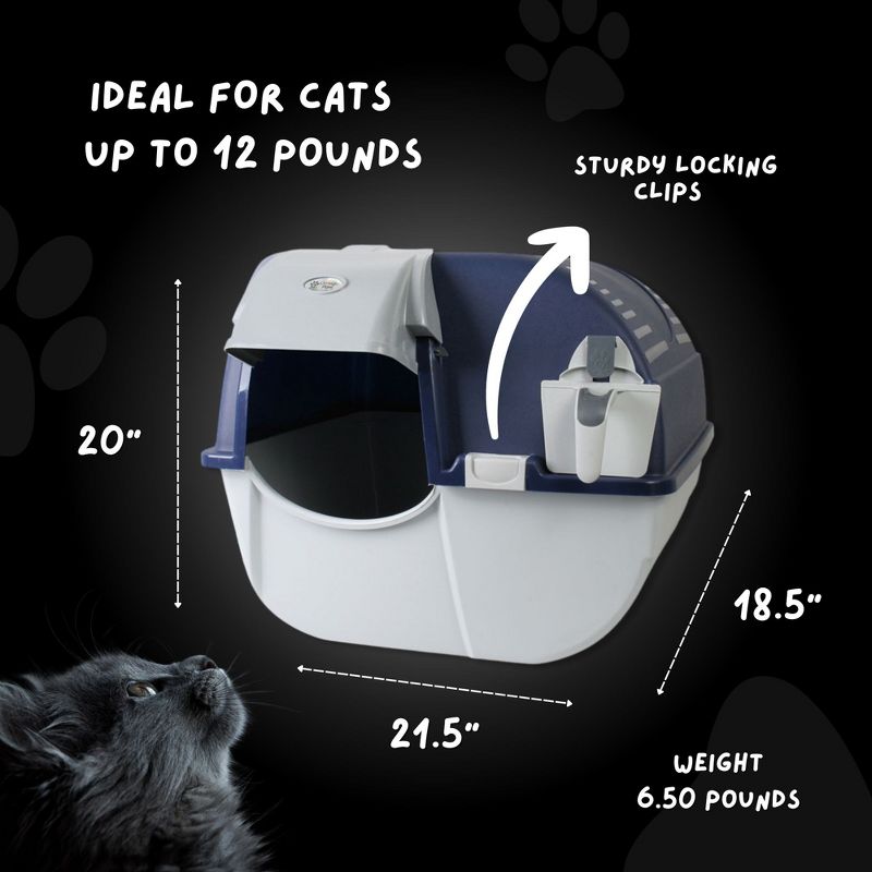 Omega Paw Roll N Clean Complete Self Cleaning Litter Box with New Bag System, Litter Step, Sifting Grate, and Pullout Waste Tray with 100 Bags, Blue, 4 of 8