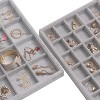 Set of 4 Stackable Velvet Jewelry Trays, Drawer Organizer & Display Case for Earrings, Necklaces, Bracelets and Rings, Grey - 3 of 4