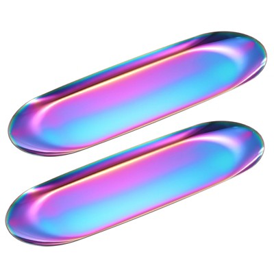 Unique Bargains Stainless Steel Cosmetics Candles Dessert Decorative Trays 2 Pcs