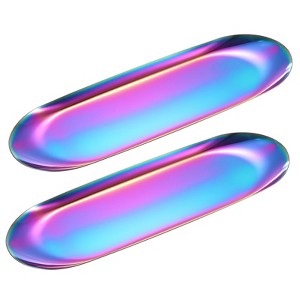 Unique Bargains Stainless Steel Cosmetics Candles Dessert Decorative Trays 2 Pcs - 1 of 4
