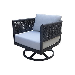 International Concepts Outdoor Patio Chair Woven Abaca Rope Swivel Rocking Chair with Cushion - 1 of 4
