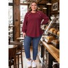 Women's Plus Size Ribbed Knit Button Decoration Crew Neck Long Sleeve Casual Tunic Blouses - Agnes Orinda - 3 of 4