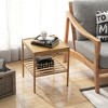 2 PCS 2-Tier Bedside End Table Bamboo Nightstand for Living Room Bedroom - 3 of 4