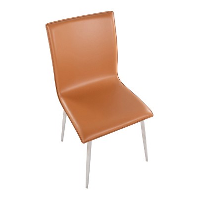 Light Brown Faux Leather Upholstered Side Chair with Metal Legs