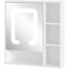 kleankin LED Light Medicine Cabinet with Mirror Door, Wall-Mounted Bathroom Vanity Organizer with Dimmer Touch Switch, and USB Charge, White - 4 of 4