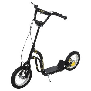 INFURNIC Kick Scooters Youth Scooter with Dual Brakes Adjustable Handlebar and Inflatable Tires, Black, 47.3"*22.8"*33.5" - 1 of 4