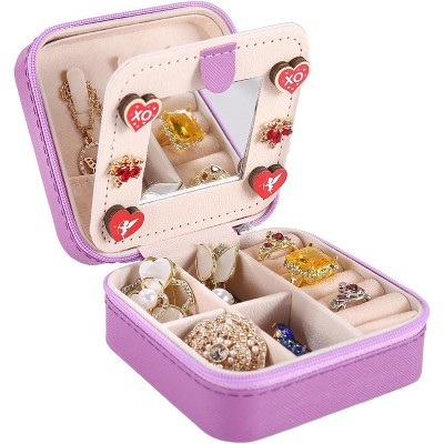 Travel jewelry box Travel Jewelry Organizer Small box Gift for Girls Women with Mirror