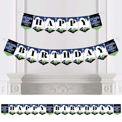 Big Dot of Happiness Kentucky Horse Derby - Birthday Party Bunting Banner - Birthday Party Decorations - Happy Birthday