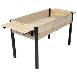 YONWAY Elevated Raised Garden Bed, Metal Leg Wood Planter Boxes with Folding Storage Shelf for Growing Herbs, Vegetables, Flowers - 1 of 4