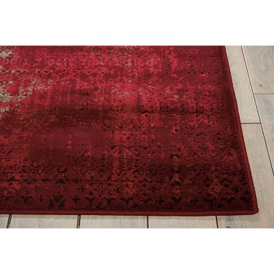 Radiant Tribal Red Abstract 4' x 6' Silky Area Rug