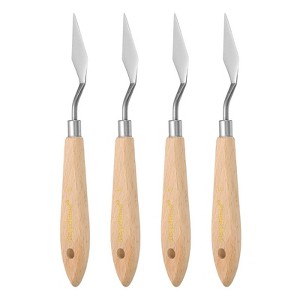 Unique Bargains Stainless Steel Flexible Pointy Wood Handle Painting Mixing Knife 4 Pcs - 1 of 4