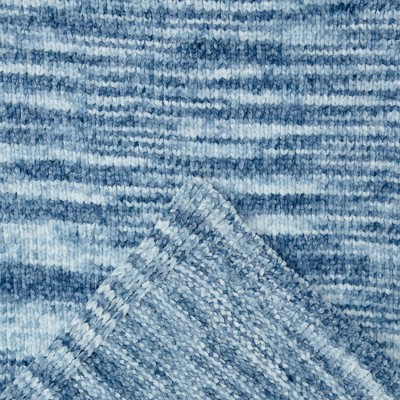 Sky Blue Knitted Chenille Throw Blanket, 50 x 65 Inches