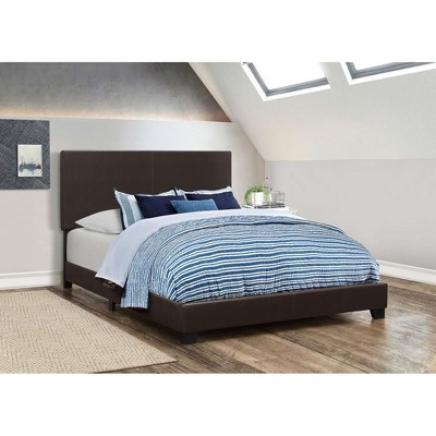 NicBex Transitional Twin/Full/Queen Size Upholstered Panel Bed Frame with Headboard,Box Spring Needed,Easy Assembly,Gray/Brown/Black