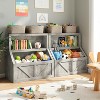 Kids Bookshelf & Wooden Toy Storage Organizer with Cubby, Toddler Bookcase for Playroom, Bedroom, Nursery, Gray - 3 of 4