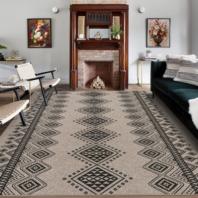 Modern Geometric Area Rug Non Slip Rug Boho Washable Rug Contemporary Indoor Throw Rug for Living Bedroom Office