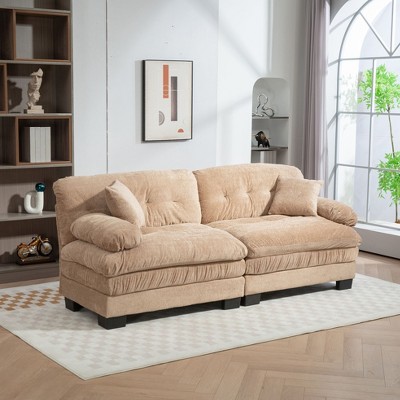 NicBex Modern Chenille Deep Seat Loveseat Sofa with Comfy Armrests & Pillows,2-Seat Sectional Sofa for Living Room,Bedroom