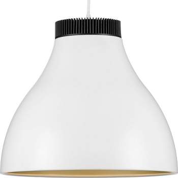 Progress Lighting Radian 1-Light LED Dome Pendant, Satin White, Aluminum, 16" x 14", 3000K, Damp Rated, Modern