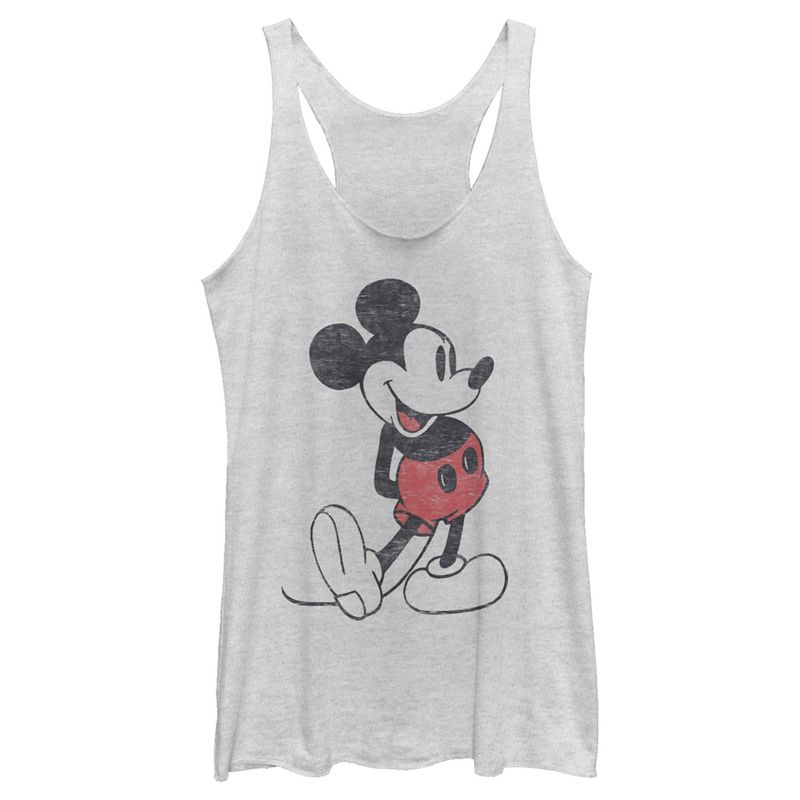 Women's Mickey & Friends Distressed Mickey Mouse Pose Racerback Tank Top, 1 of 5