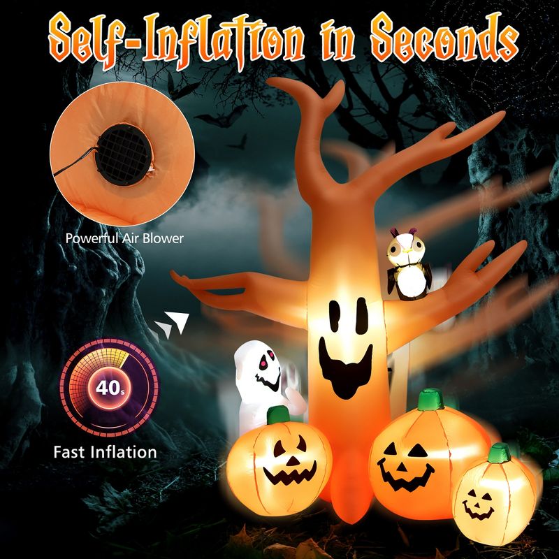 Costway 8 FT Halloween Inflatable Dead Tree w/ Pumpkins Blow up Yard Decoration, 2 of 9