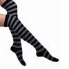Striped Patterned Over the Knee High Socks from the Sock Panda from the Sock Panda (Women's Sizes Adult Medium) - Dark Gray and Black - 2 of 3
