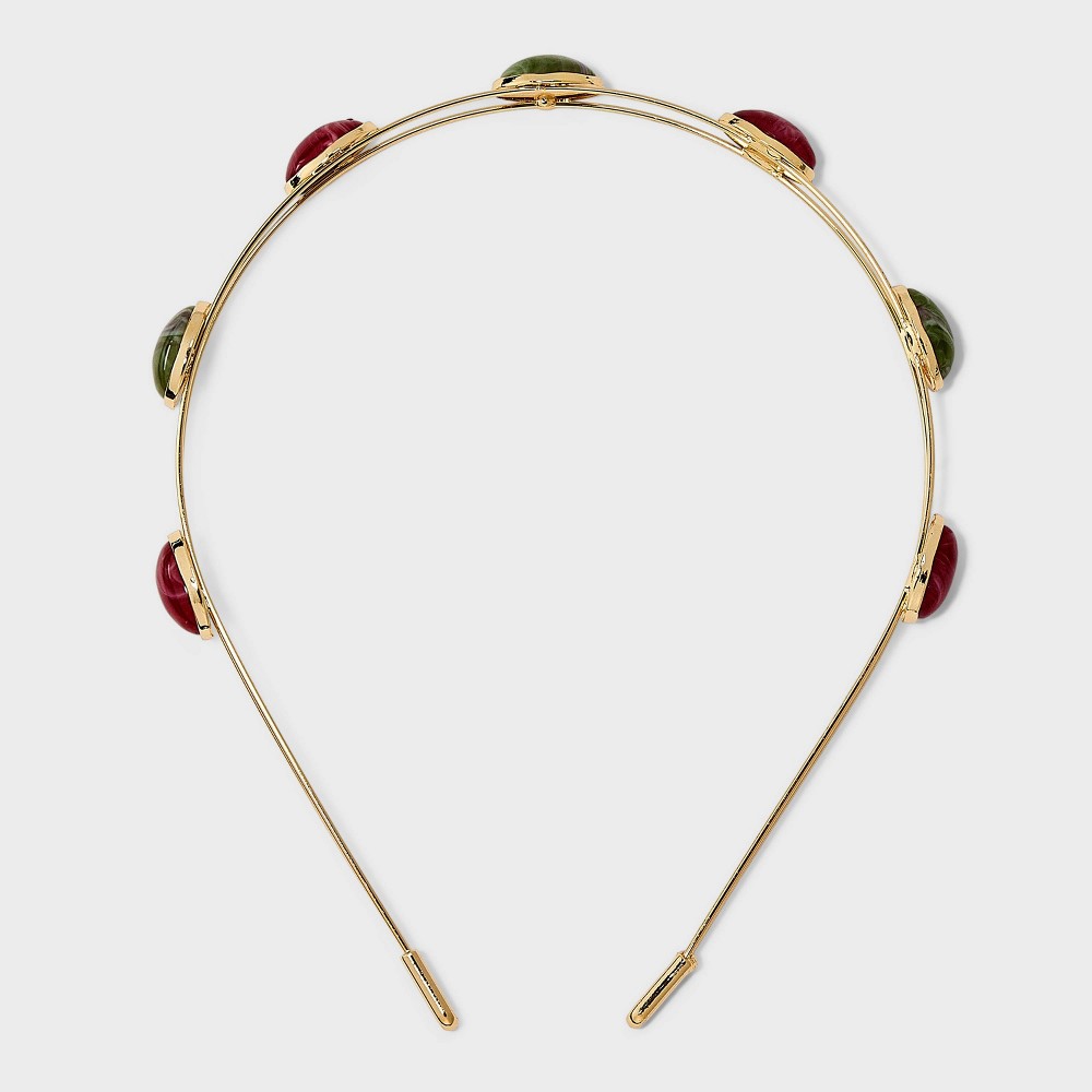 Oval Stone and Wire Headband - Universal Thread™ Gold/Red/Green