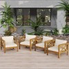 NAYSAYE Patio Chaise Lounges Outdoor Acacia Wood Armchair Set with Cushions for Outdoor Gatherings, Beige and Teak, 28.7"*27.9"*24" - 2 of 4