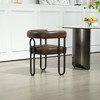 CENGHU Dining Chairs, Contemporary Designed PU Fabric Upholstered Barrel Side Chairs with Black Metal Legs, Round Kitchen Accent Chairs, Dark Brown - 2 of 4
