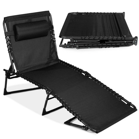 Best Choice Products Patio Chaise Lounge Chair Outdoor Portable Adjustable Folding Pool Recliner w Pillow Black