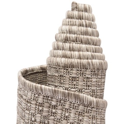 Beige Oval Synthetic Outdoor Stain-Resistant Area Rug