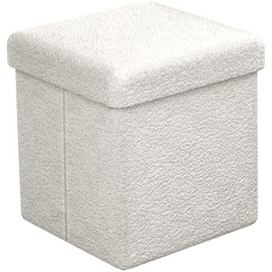 Sorbus 15 Inch Teddy Fabric Foldable Storage Ottoman - Multipurpose Cozy Ottoman, Stool for Living Room, Bedroom, Dorm, and more - 1 of 4