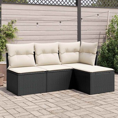 vidaXL Garden Sofa Set  PE Rattan, Powder-coated Steel