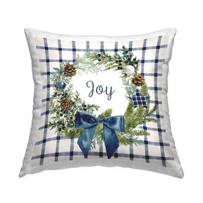 Stupell Industries Holiday Tartan Joy Phrase Pinecone Wreath
